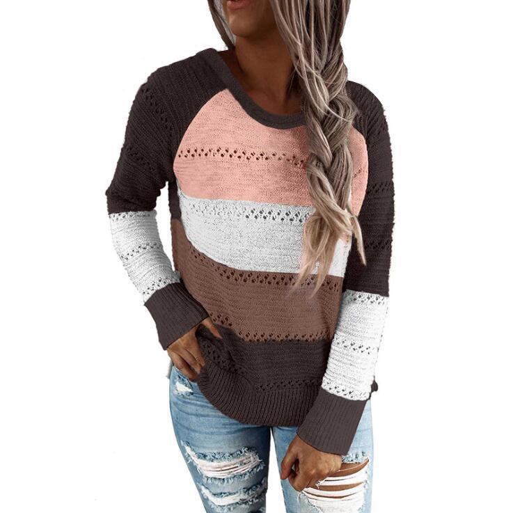 Originalbestilling Høst Vinter Genser Fargeblokkert Genser for Kvinner Luksuriøs Avslappet passform Slankende og Allsidig Topp