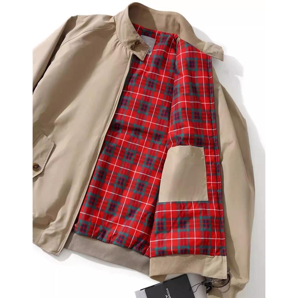 Spring Autumn Men's Retro Pilot Jacket Men's Loose Pure Color Stand Collar Three-Proof Outerwear