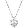 BEKECH Pet Lover Gifts Paw Print Necklace Cubic Zirconia Puppy Dog Cat Pet Paw Print Love Heart Pendant Necklace for Women