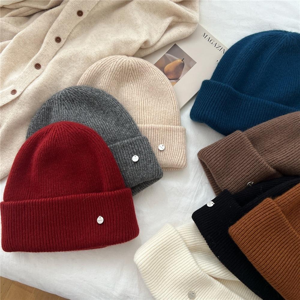 High-end wool rabbit down~ knitted wool hat for men and women, small ear protectors for autumn and winter, warm stacking hat, cold hat