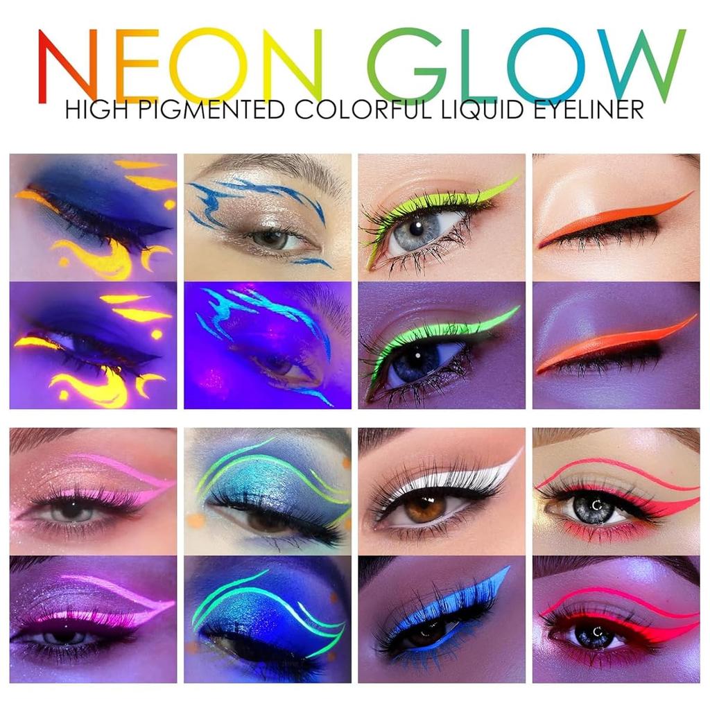 Multicolored Eyeliner Liquid Eyeliner Highlighter Pen Paint Face Paint Color Totem Pen Glow-in-the-Dark Waterproof, Sweat-Resistant, Durable,