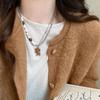 Sweet Bear Pendant Necklace Funny Sweet Choker Cute Flocked Bear Necklace  Sweater Chain