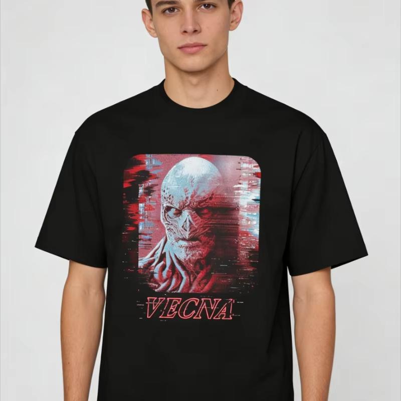 TV drama Stranger Vecna 001 Henry Creel graphics 100Cotton Tshirt unisex Vintage Fashion Short Sleeve Mens shirt Streetwear