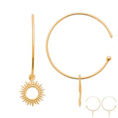 [Q6267] - Gold Plated 'Cleopatra' Hoop Earrings - 30 Mm 11 Mm (sun)