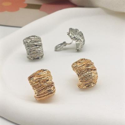 New Geometric Earrings with Semi-circular Metal Ear Clips Without Piercing