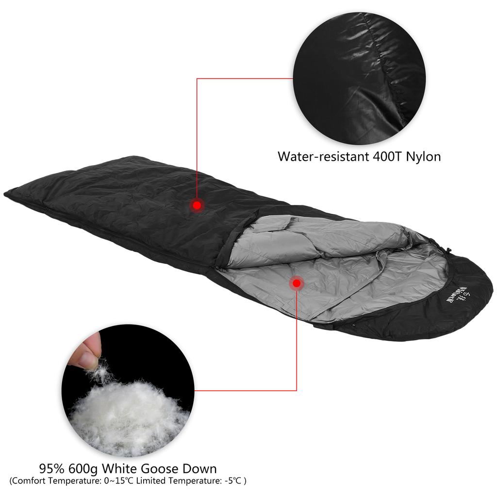 95percent  White Goose Down Lightweight Sleeping Bag 210x80cm with Storage Bag for Backpacking Camping
