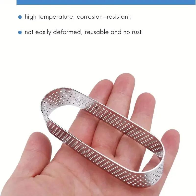 6Pcs Oval Perforated Tart Rings -Stainless Steel Tart Ring Molds For Professional Pastry Cake Molds Tart Rings Baking Molds