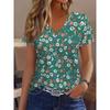 Women Summer T Shirt Vintage Flower Pattern Print Short Sleeve Tees Casual Printed Tops