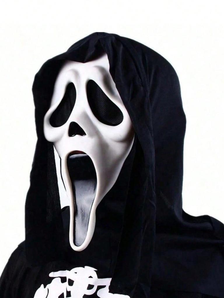 1pc Halloween Mask, Black Headscarf Skeleton Head, Horror Makeup Mask Halloween Supplies Stage Performance Props, Mask, Roleplay Mask