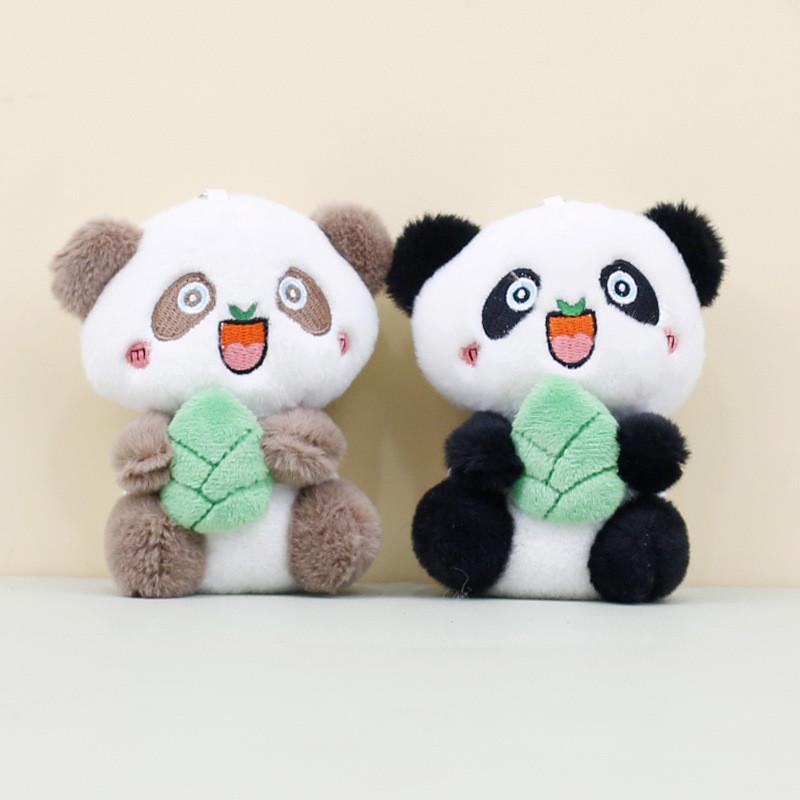 Cute Panda Stuffed Animal Keychain Soft Pp Cotton Plush 12 Cm Black Brown