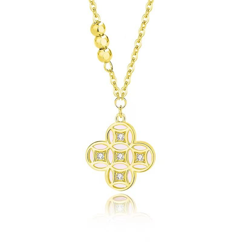 Money Four-leaf Clover Necklace for Women, Japanese and Korean Fashion, Light Luxury Style, High-end Australian Pendant Collarbone Chain