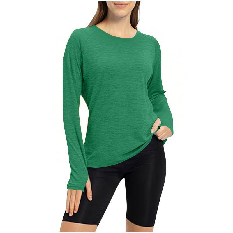 2026 Round Collar With Finger Tips Yoga Long-sleeved Training Running Sports Top T-shirt Women