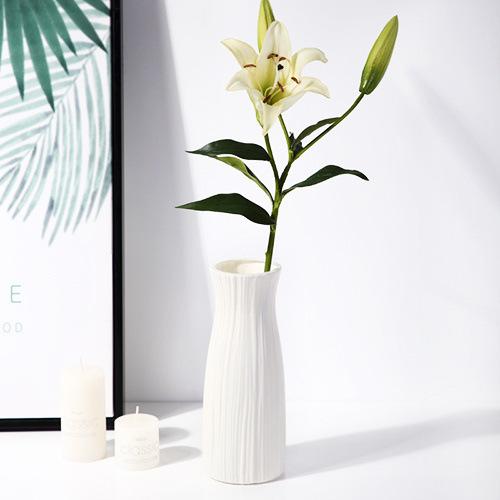 1Pc Modern Flower Vase White Plastic Basket Nordic Home Living Room Decoration Ornament Flower Arrangement