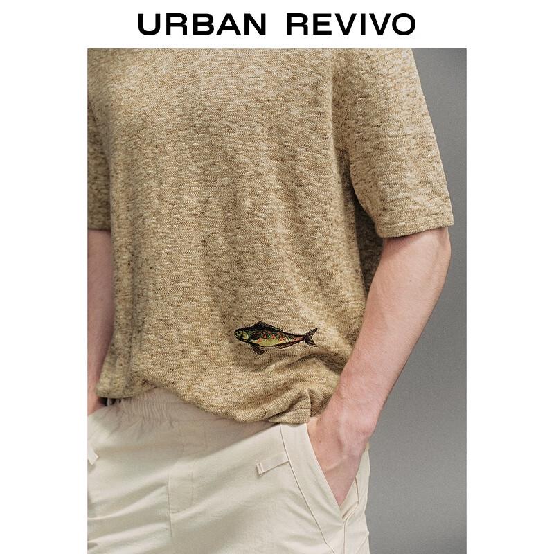 UR Men's Embroidered Floral Short Sleeve Knit Top