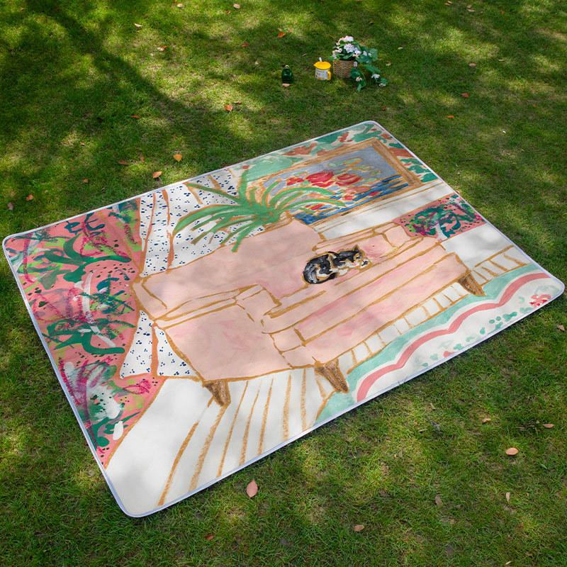 Little Adventurer Picnic Mat Moisture-proof Mat Picnic Cartoon Outing Puppy Spring Outing Portable Waterproof Insulated Lawn Mat