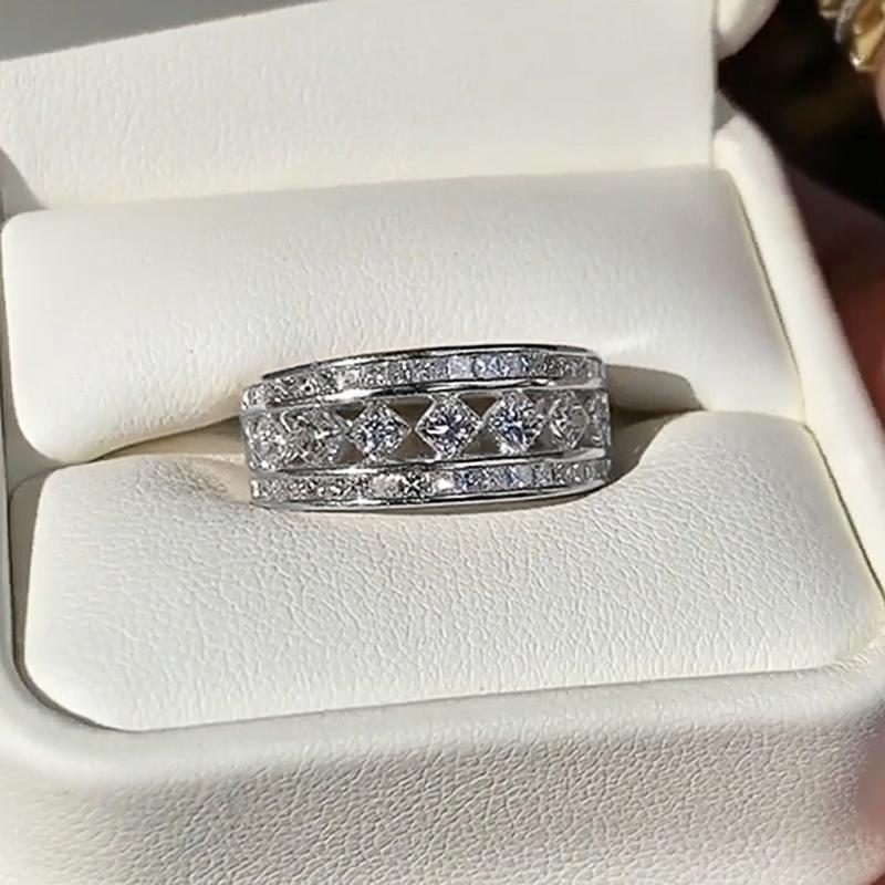 Huitan Wedding Band Luxury Rings for Women Sparkling Cubic Zirconia Proposal Engagement Rings  Color New Fashion Jewelry