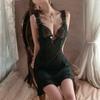 Original Erotic Underwear, Sexy Pure Sleepiness Skirt, Hot Lace Seductive Deep V See-through Pajamas That Don't Need To Be Taken Off 8894