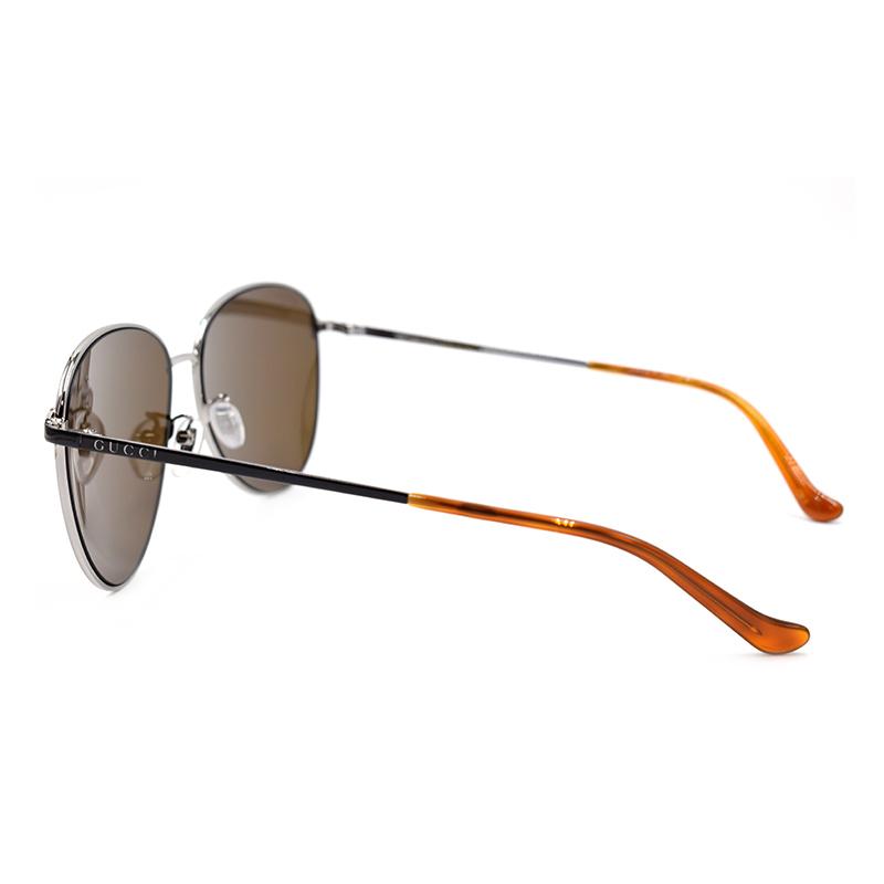 GUCCI Lightweight Metal Vintage Glamour Aviator Holiday Travel Edition Square Frame Sunglasses Men's Brown