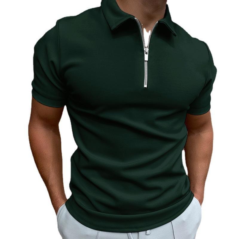 Herren-Polohemd für den Frühling, einfarbig, kurzärmelig, mit Revers, T-Shirt, lässige figurbetonte Oberteile, Herren-Body-Shirts
