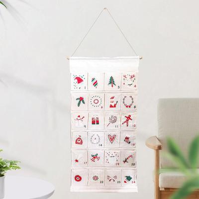 Weihnachts-Adventskalender Weihnachtsdekoration Hänge-Taschen-Organizer mit 24 Taschen für Tür Wand
