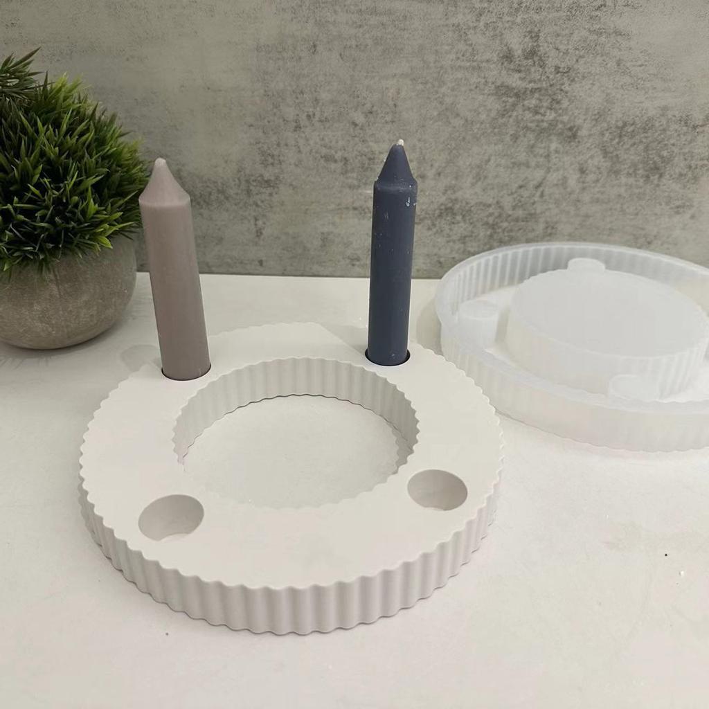 3D Runde Leuchter Silikon Form Epoxy Harz Kerze Ständer Formen Gips Kerze Halter Form Home Dekorationen Form