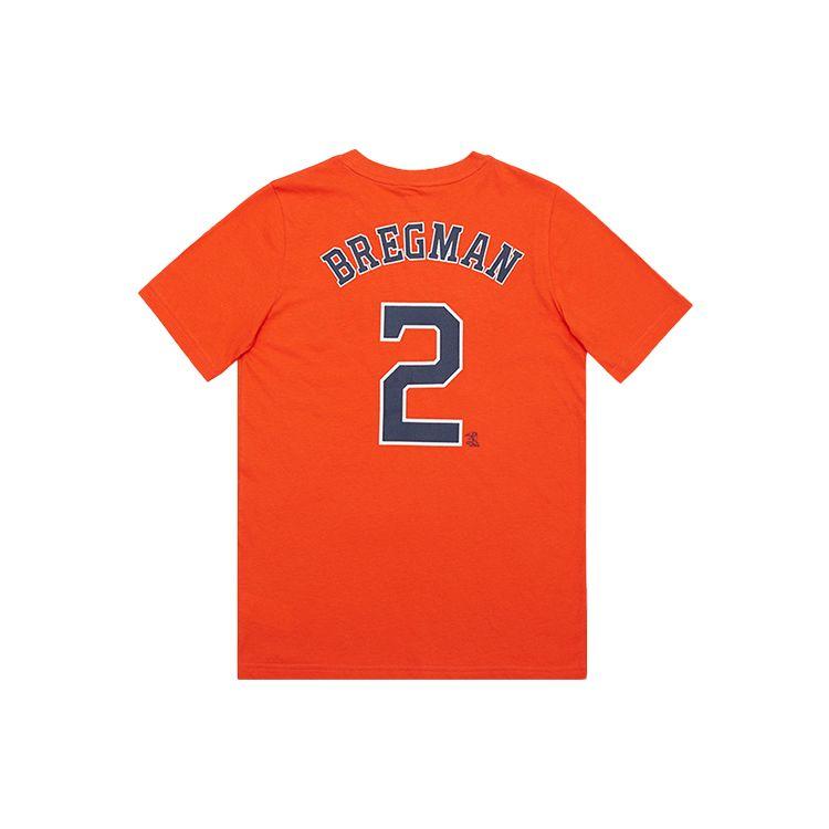Nike MLB T-Shirt Letter Number Print Short Sleeve Houston Astros Bregman 2 American Vintage Kids Tops Orange 3Z3B7SAG2-HOUAB