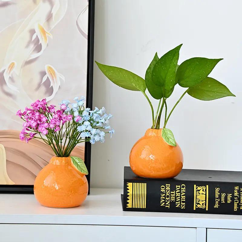 Newcomer 2.4 Ceramic Orange Vase for Hydroponic Green Radish – Decorative Flower Pot Ornament