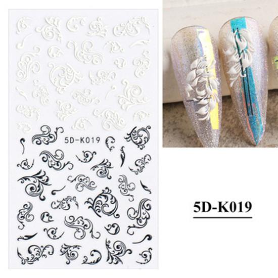 1pc 3D Nail Stickers Spring Summer Natural Flower Leaves Simulation Dried Flower Dragonfly Nail Applique Water Slides Decoration
