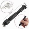 Aluminum Mini Micro Hand Drill Keyless Chuck + 10Pcs Twist Drills Rotary Tools Set
