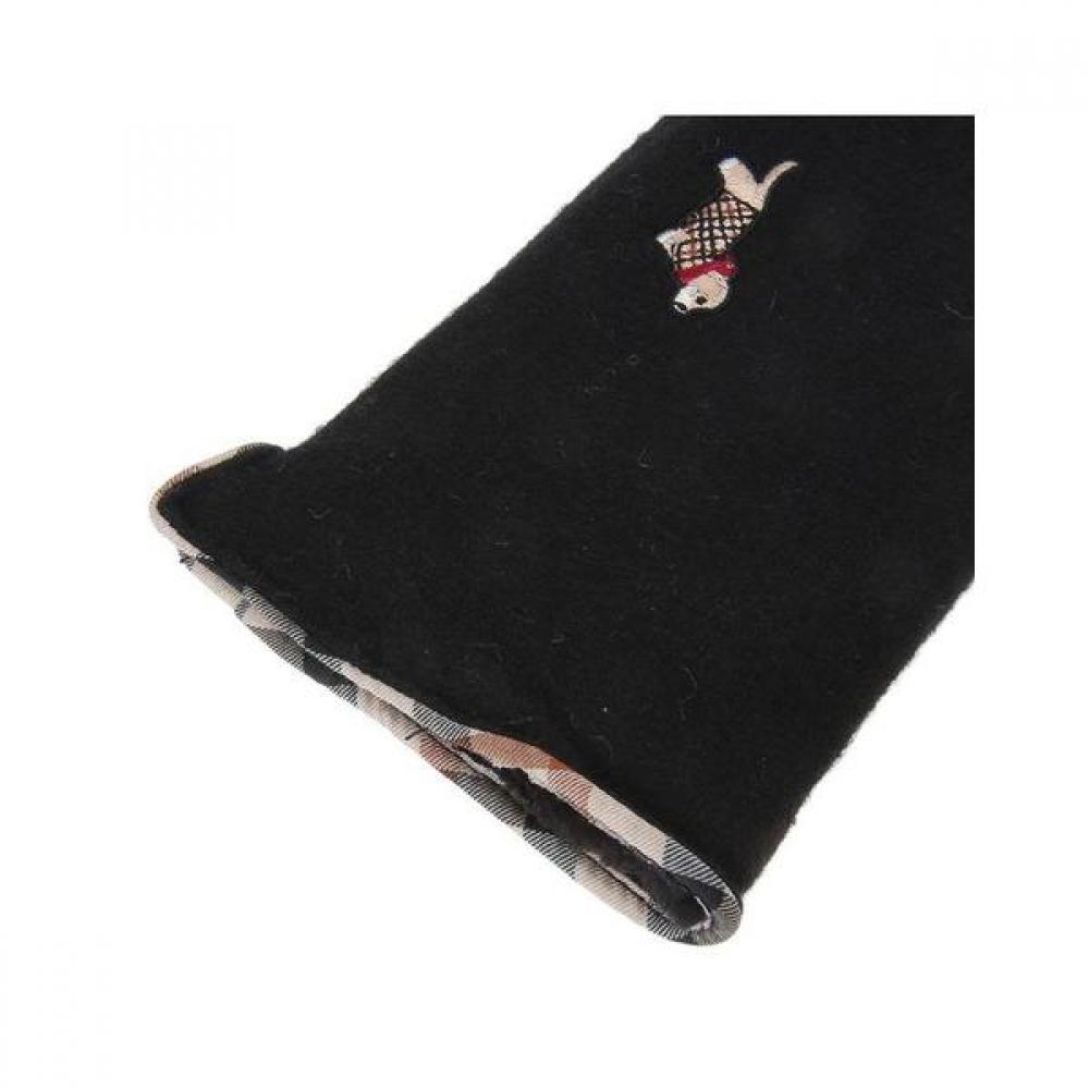 Daks Kadın S Siyah Köpekçik Nakışlı Yün Eldivenler Dcgv8f203bk