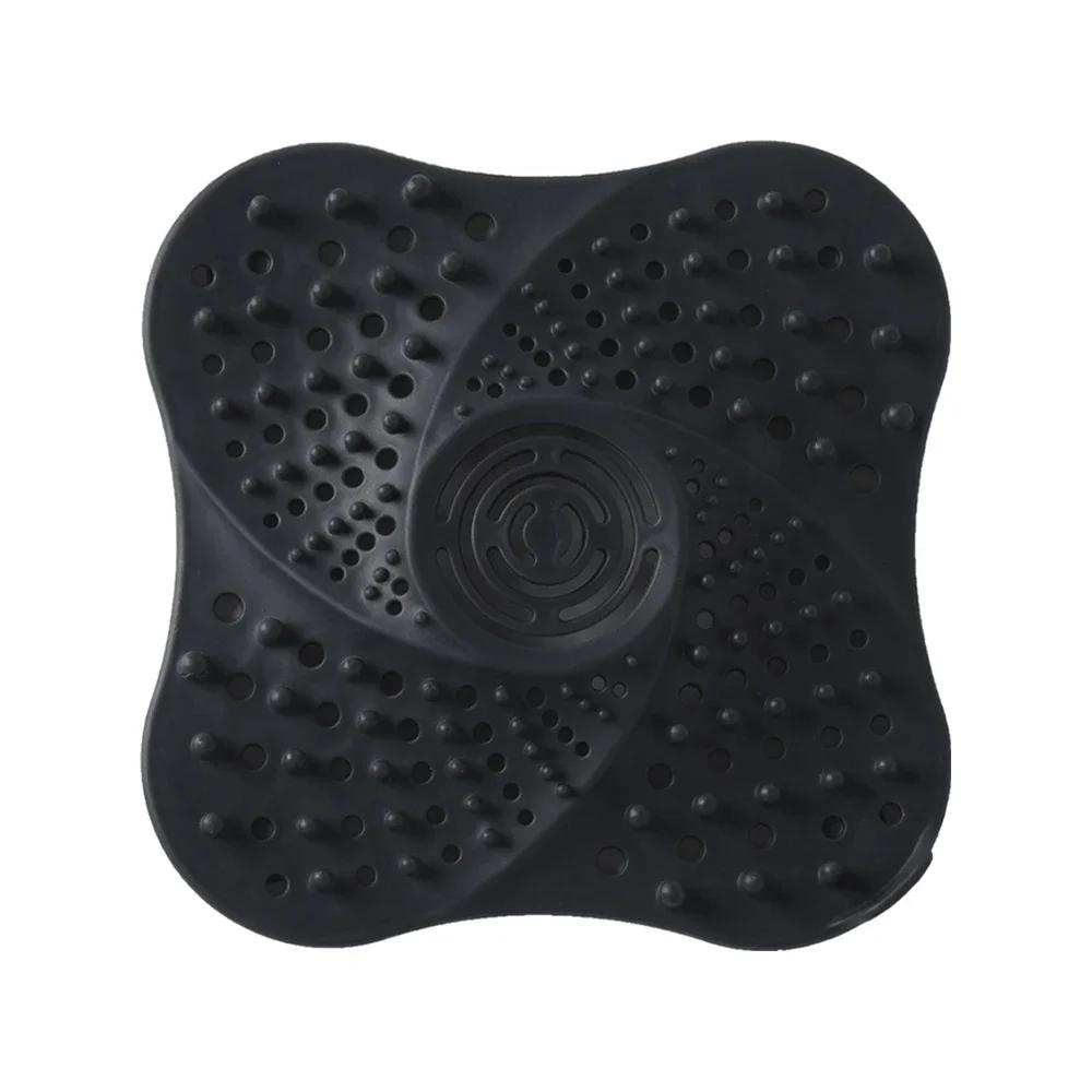 2pecs Kitchen Sink Filter Sewer Hair Filter Bathroom Block Square Suction Cup Floor Drain Cover Piece Black and White Accessories
