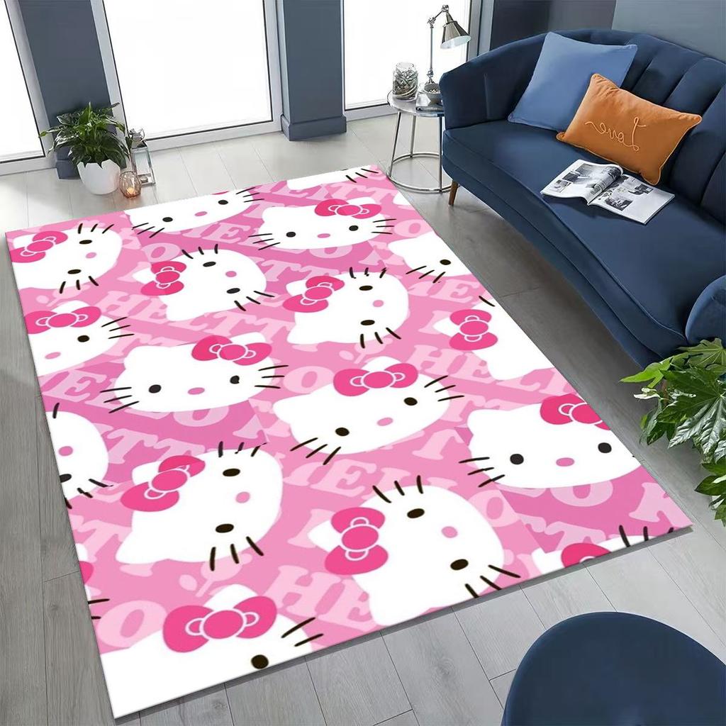 3D Cute Hello Kitty   Cartoon Rug for Bedroom Living Room Sofa Home Doormat Decor, Large Kid Play Non-slip Floor Mat Gift