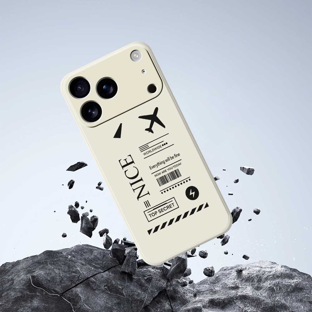 For iPhone 17 Pro Max Case Boarding Ticket Pattern Printing Straight Edge TPU Phone Back Cover