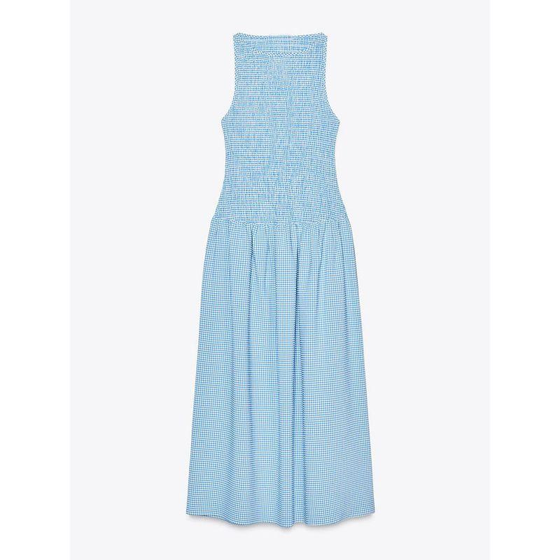 Za2025 Summer New Product Women Clothes Fashion Slim Fit Slimming Round Neck Sleeveless for Plaid Dress 3067329