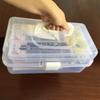 Tool Storage Box with Handle Three Layer Container Household Storage for Screw Parts Crafts Sundries Organization