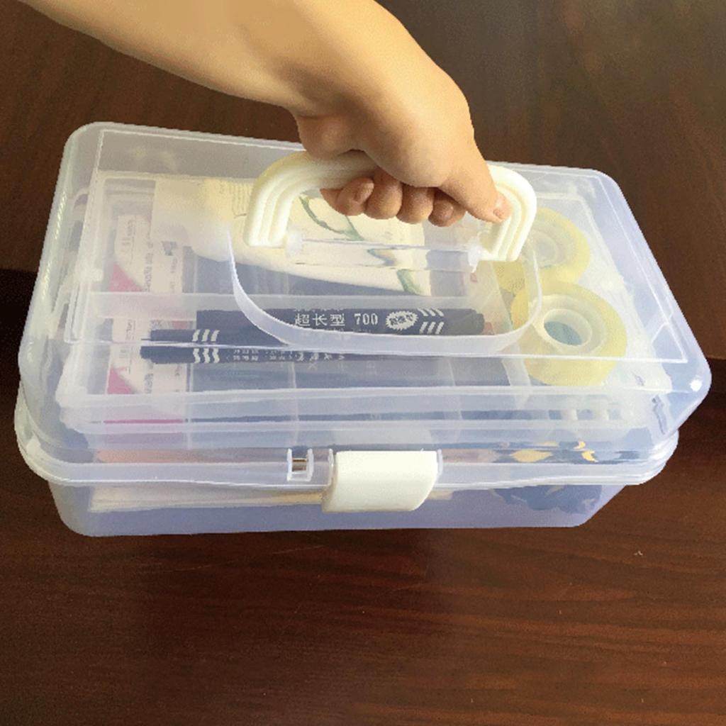 Tool Storage Box with Handle Three Layer Container Household Storage for Screw Parts Crafts Sundries Organization