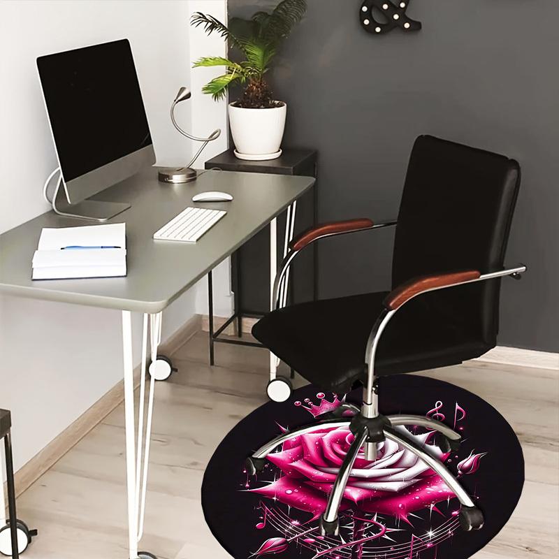 

1pc Office Carpet Chair Mats Glamorous Rose with Crown and Music Notes Perfect for Decorating Office Chairs, Living Rooms, Or Bedrooms.YDT210 80cm by 80cm