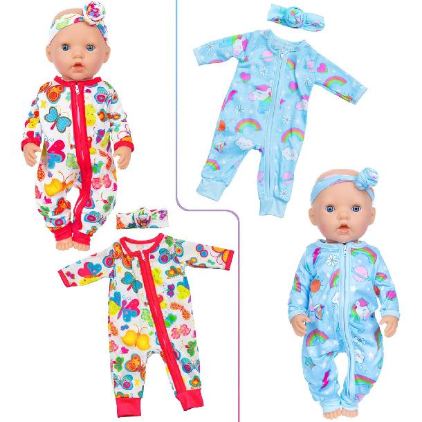 ZITA ELEMENT 5 Sets 14-18 Inch Baby Doll Clothes Outfits Casual Wear for 17 Inch Baby Doll Clothes 10 Pcs Doll Clothes and Accessories for 15 Inch