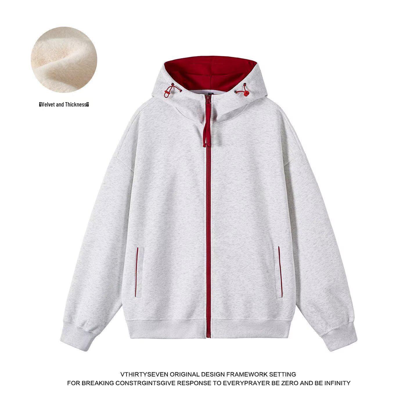 

Men s Spring & Autumn Color-Block Hooded Sweatshirt Cardigan - Heavyweight Cleanfit Lazy Style Couple Jacket Large
