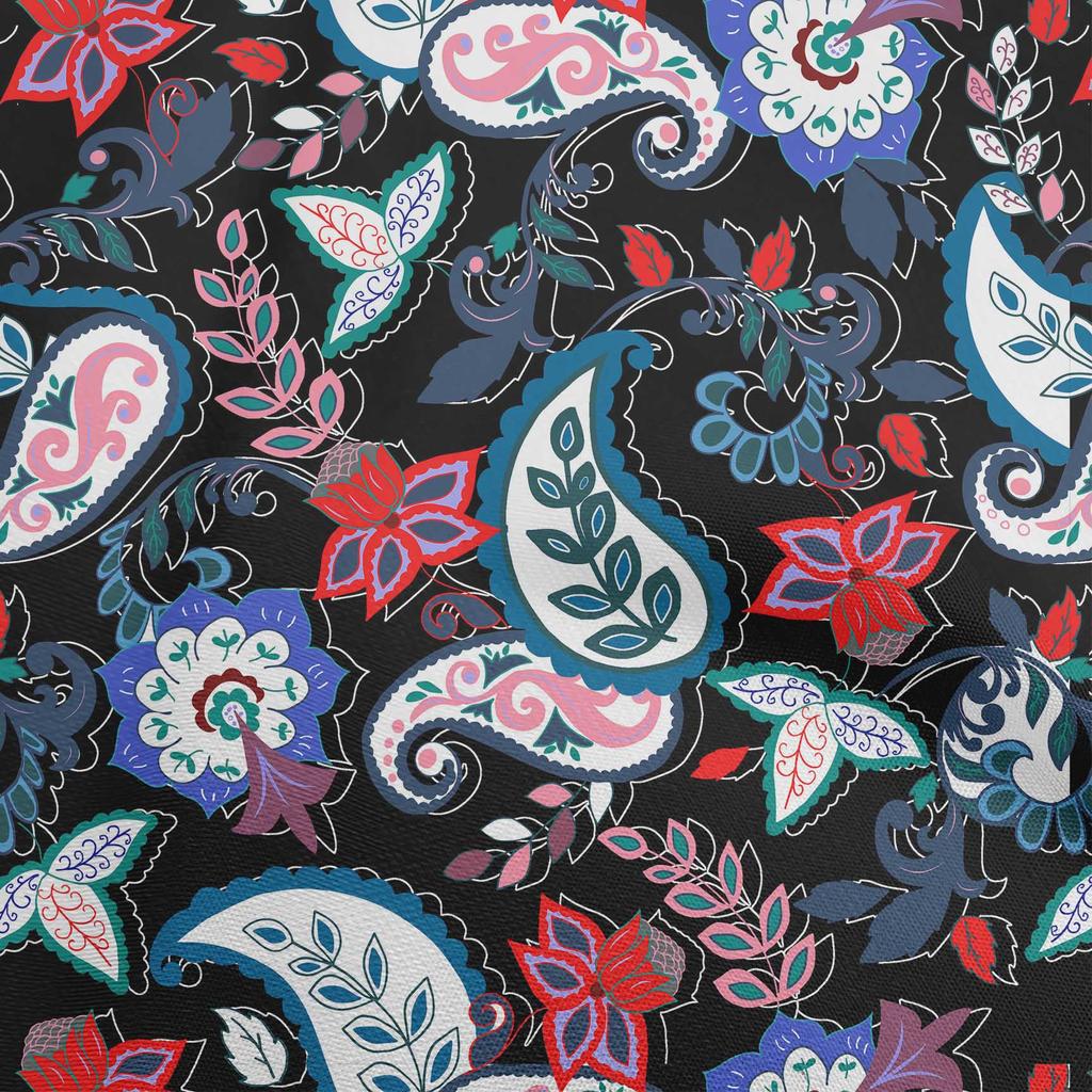 oneOone Cotton Flex Bluish Violet Fabric Asian Paisley Floral Quilting Supplies Print Sewing Fabric By The Yard 40 Inch