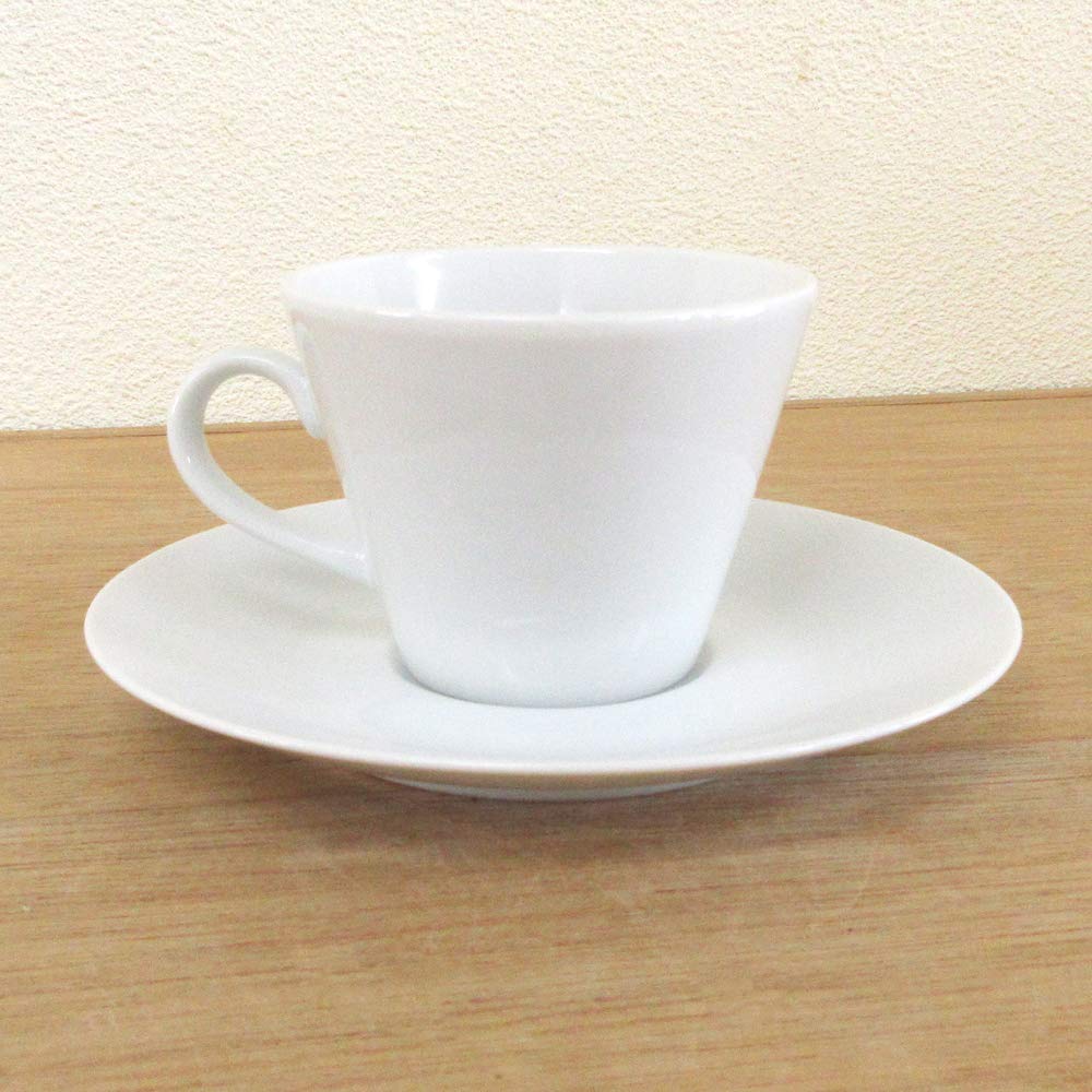 White coffee cups and saucers, set of 5, hotel-grade, commercial use, made in Japan