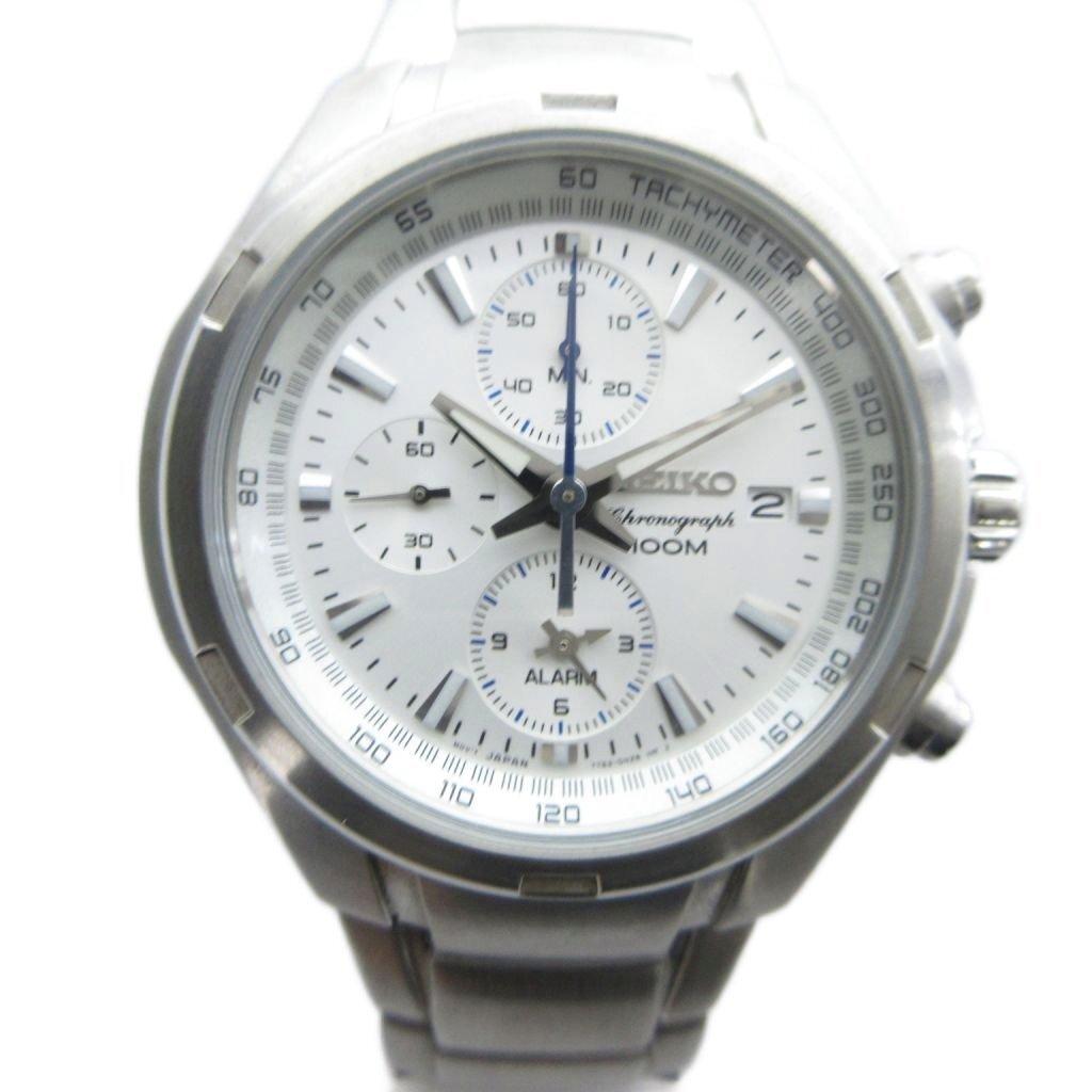 SEIKO Wristwatch Quartz White Dial Chronograph with Calendar Silver-Tone 7T62-0KT0 GY18/MQ Men's