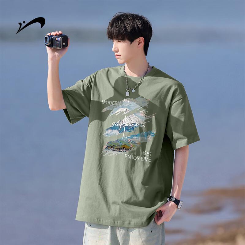 Guirenniao Unisex Cotton Mountain Print T-Shirt