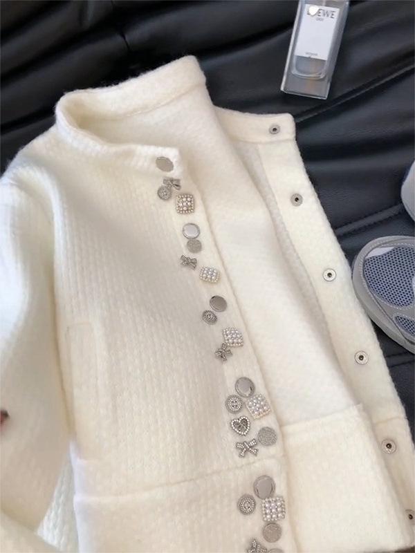 Eleganter weißer duftender Strickpullover: Damen 3D Rundhals Chic für Herbst/Winter