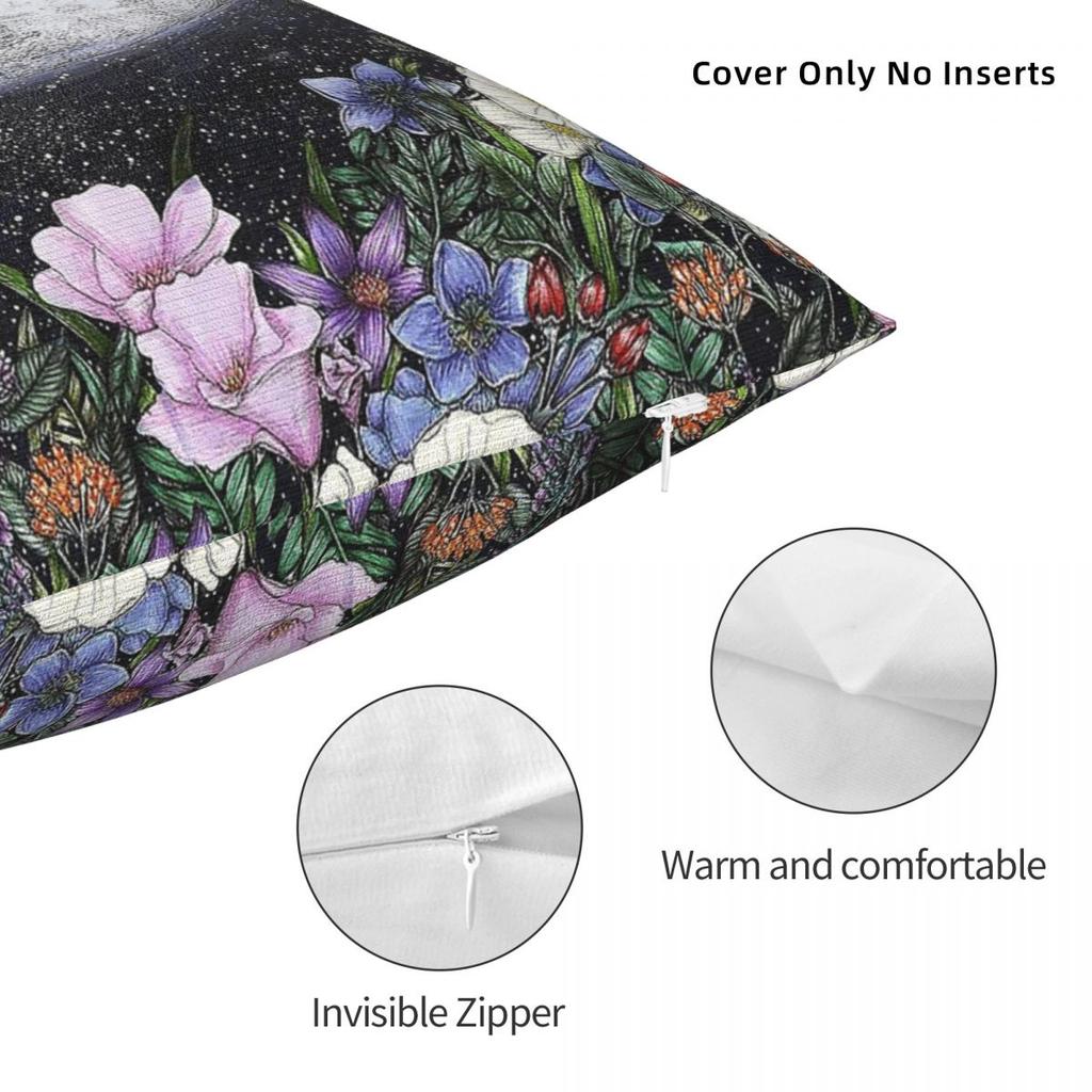 Midnight Garden Glow Moonlight Pillowcase Polyester Linen Velvet Printed Zip Decor Pillow Case Home Cushion Cover