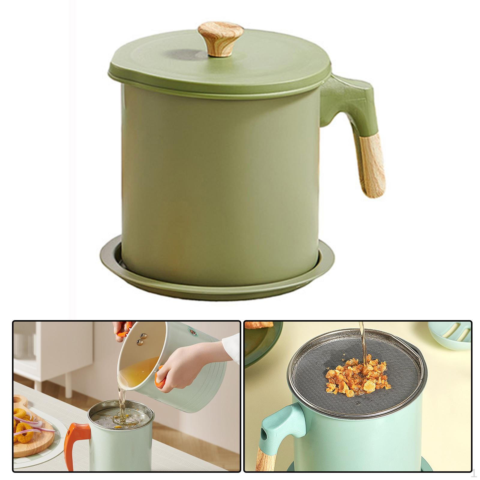 

Compact Deep Fryer with Removable Strainer and Lid - 4L Cooking Pot for Home Kitchen зелений