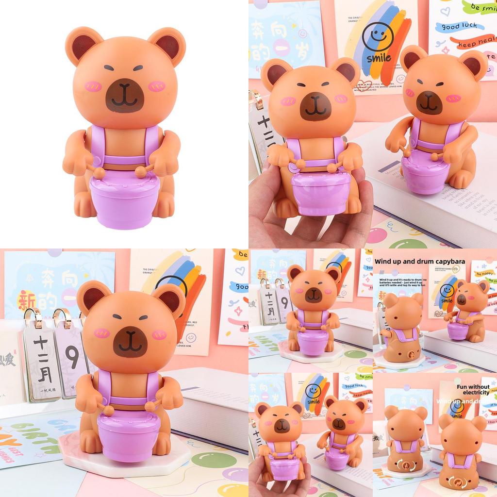 Capybara Spielzeugtrommel mit Federmechanismus für frühkindliches Lernen und sensorische Entwicklung