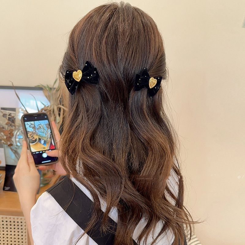 1PCS New Lovely Princess Metal Heart Bow Girls Elastic Hair Bands Children Hair Ties Kids Hair Accessories Baby Headwear