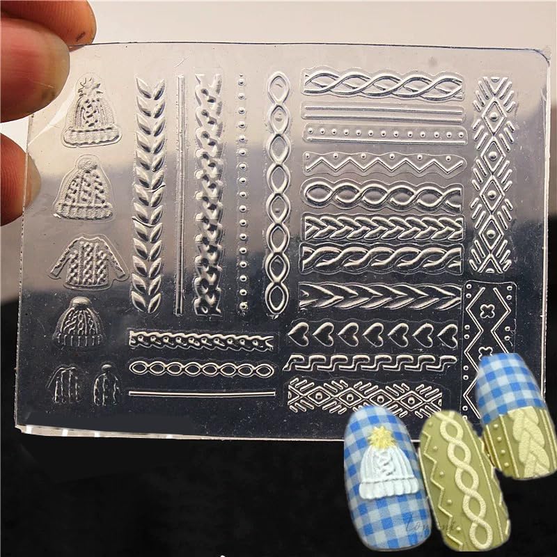 2 PCS Silicone Mold for 3D Sweater Pattern and Hat Line Embossed Decorations - DIY Crafts for Nail Art, Earrings, Necklaces, Phone Cases