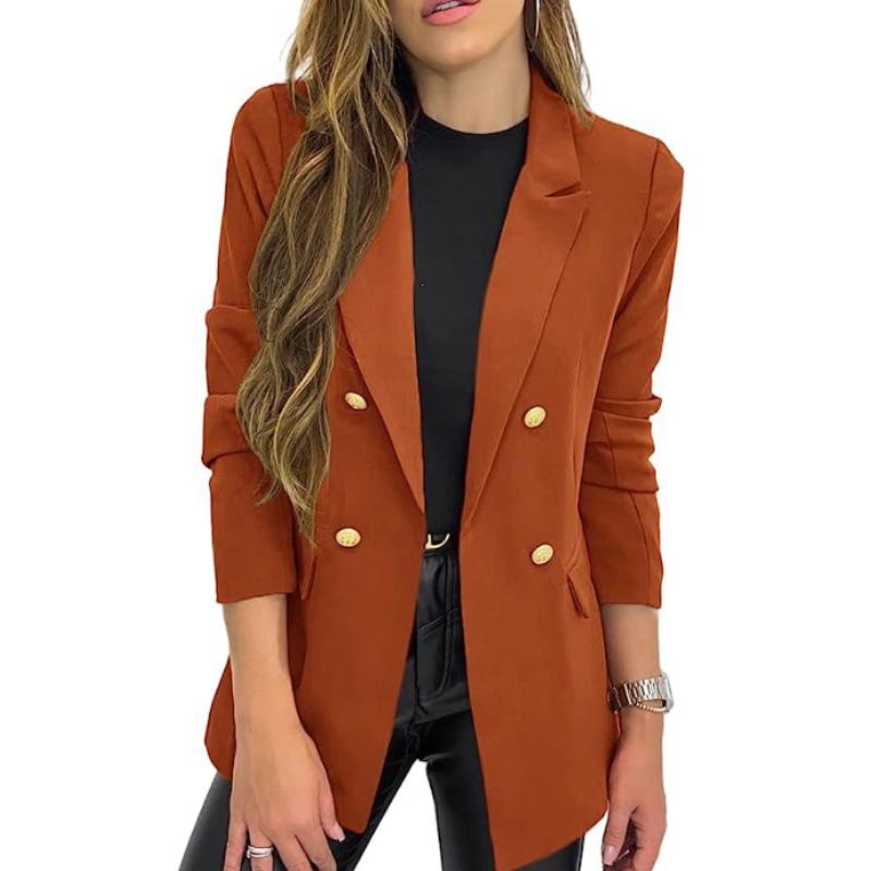 Women's Blazer Spring and Autumn Suit Jacket Solid Color Casual Long-sleeved Lapel Button Jacket